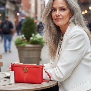 NWT Dooney & Bourke Tomato Red Saffiano Leather Wristlet